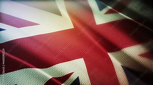 United Kingdom flag is waving 3D loop animation. A 4K UK Flag animated background features a high-quality