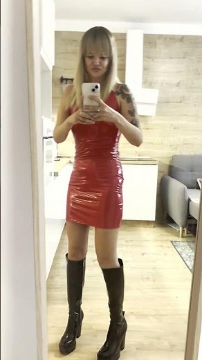 Red pvc dress