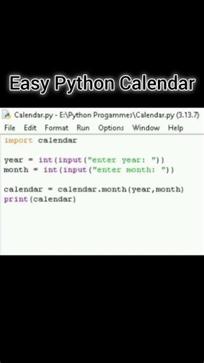 Create a Simple Calendar Using Python | Beginner Friendly 🐍. #shorts #coding #python