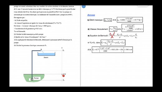 Exercice 6 Théorème de Bernoulli cas d'une pompe | Science et Technique de l'Ingénieur STI