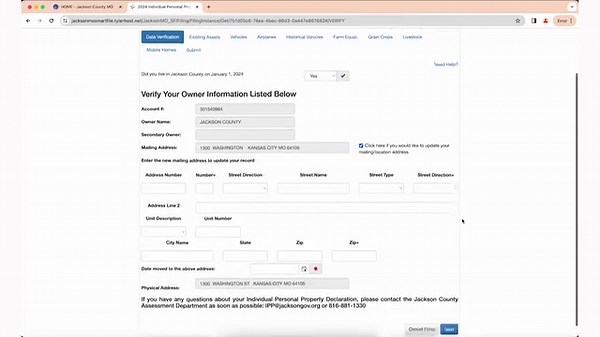 Access to file your Individual Personal Property Declarations is available online. The Assessment Department has provided a video to walk you through how to file your declaration, click below to view the video. To file your declaration online go to: www.jacksongov.org/declarations. | Jackson County - Missouri