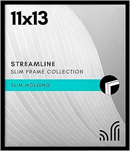 Americanflat 11x13 Picture Frame with Shatter-Resistant Glass - Streamline Collection - Thin Border Picture Frame for Wall Display - Hanging Hardware Included - Black