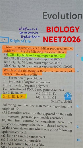 Evolution MCQ for NEET#biology #importantquestions #REVISION #doctor #gmc2026 #neet