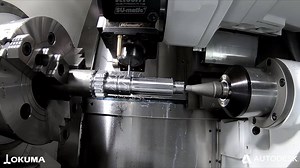Our US team has just released this impressive video showing the #CNCmachining of an input drive shaft using an Okuma America Corporation (Machine Tools) LB3000 turn-mill machine. NC programs were generated with #Autodesk FeatureCAM and the live cutting was showcased at IMTS 2018. | FeatureCAM