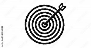 Business target outline icon animation footage/video. Hand drawn like symbol animated with motion graphic, can be used as loop item, has alpha channel and it's at 4K video resolution.