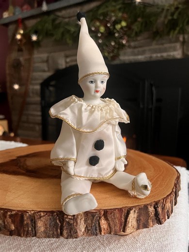 Vintage Porcelain Pierrot Clown Doll | French Sad Clown Collectible - Etsy