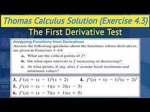 Local extrema critical points | Thomas calculus exercise 4.3 Q3 to Q6 || Lec 25
