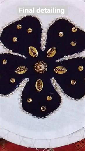 Velvet Flower Embellishment | Easy Hand Embroidery #handbroidery #embroidery #shorts