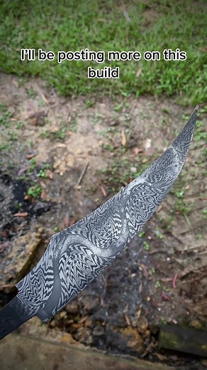 Watch the pattern pop out after hardening this mosaic Damascus fantasy knife. #damascussteel #mosaic #fantasy