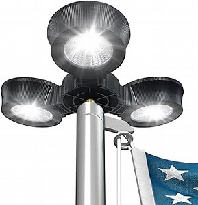 Flag Pole Light Solar Powered, 3 Lighting Mode, Solar Flagpole Light Outdoor Dusk to Dawn, 96 Super Bright Waterproof LED Spotlight for Most 15 to 25 Ft Flag Poles 100% Flag Coverage