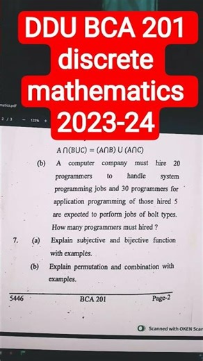 #2026 #bca #ddu #paper #previousyearquestions #exam BCA discrete mathematics