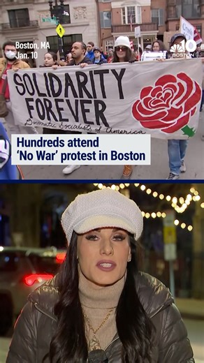 Protesters gathered in Boston on Saturday, rallying for the end of U.S. aggression against Venezuela, and seeking justice in the killing of Renee Good by an ICE agent in Minnesota. | NBC10 Boston