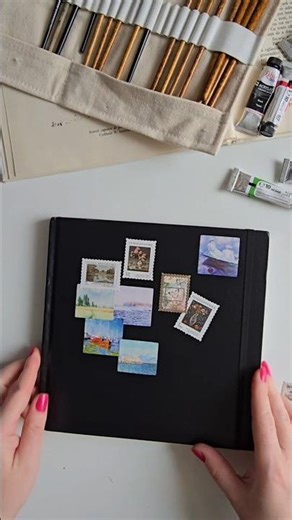 Unpacking my new sketchbook today💫I added a few stickers to give it a simple personal touch✨️