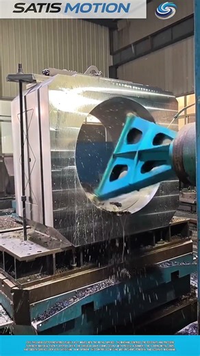 Milling Large Metal Block With Rotating Cutter Creating Smooth Circular Hole