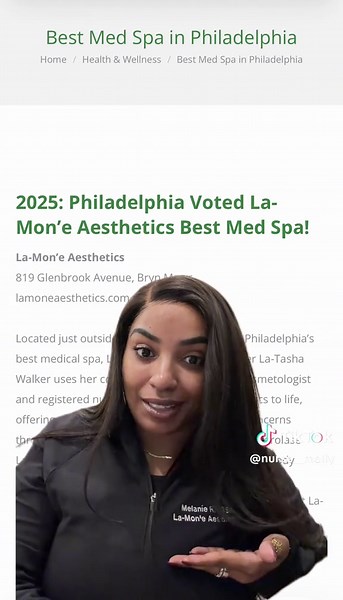 BEST MED SPA IN PHILLY 2025!!! 💚🎉 And it’s ALL because of YOU. Thank you for voting, trusting, and rocking with La-Mon’e Aesthetics every step of the way. Our clients are truly the heart of this win, and we don’t take your support lightly. Let’s keep glowing, Philly! 𝐋𝐚-𝐌𝐨𝐧’𝐞 𝐀𝐞𝐬𝐭𝐡𝐞𝐭𝐢𝐜𝐬 👩🏽‍⚕️La-Tasha BSN, RN, LC 👩🏽‍⚕️Melanie BSN, RN 👩🏽‍⚕️Paris MSN, RN, LE 📍819 Glenbrook ave Bryn Mawr PA 19010 🌐@info@lamoneaesthetics.com 📲(610) 684-7757 💰Financing options;: CareCredit,