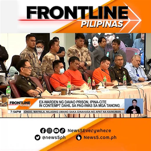 33K views · 706 reactions | #FrontlinePilipinas | Humarap sa pagdinig ng Kamara ang noo'y warden ng Davao Prison and Penal Farm, kung saan pinatay ang tatlong Chinese drug lords noong 2016. Itinanggi niyang may kinalaman siya sa pagpatay. #News5 | via Marianne Enriquez For more videos, visit us at www.news5.com.ph. | News5 | Facebook