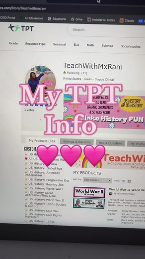 Teacher Pay Teacher: All About US History and APUSH Lessons