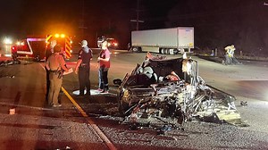 Two hospitalized after semi truck, car crash on Highway 40