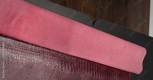 Wrinkles of natural leather. Check quality and testing of natural soft leather, material for craft and hobbies accessories, macro.