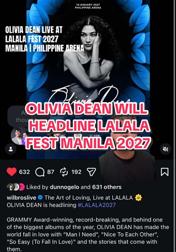 @Olivia Dean is OFFICIAL! Lalala Fest Live at the Philippine Arena #oliviadean #lalalafest