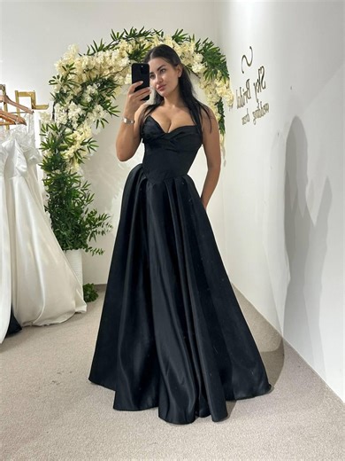 Elegant Black Corset Dress, Formal Princess Gown With Pleated Skirt, Lace-up Evening Dress With Removable Straps, XS–M Fit - Etsy