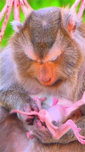 Mom Stepanie protects her baby with love #babymonkey256