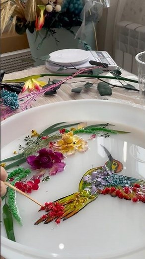 Resin Art. Epoxy Table with flowers 🌷