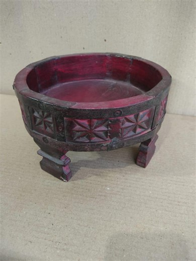 Distressed Small Chakki Coffee Table | Vintage Style Indian Floor Stand, Rustic Boho Hand-carved Wood - Etsy