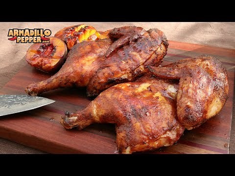 Clucker-Dusted Brick Chicken on the Pit Barrel Cooker with Peach Glaze