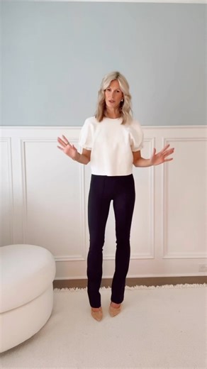 These micro flare pants from Spanx are such a staple! I love the way they look with heels. They’re sleek enough for the office but also perfect when you want an elegant, put-together look without the effort. Comment "SPANX" for more details! | Beauty of a Boy Mom