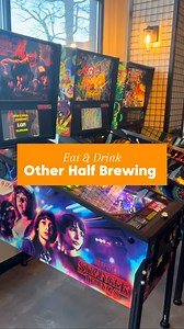 Check out this downtown date night brewery!🙌🏼🍻🍔 @otherhalfbuffalo The new taproom is incredibly spacious with an industrial vibe that nods back to the “City of Light” with bold lighting, reminiscent of Shea’s marquee✨ Adding to the atmosphere are pinball machines, multiple TVs scattered throughout the space, and a double-sided 12 foot video wall for catching the latest game. For the warmer days ahead, the taproom easily transitions outdoors into a large urban beer garden with cornhole and ot