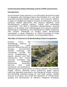 Urban Planning & STEM Worksheet Sub-Plan or Classwork & Homework