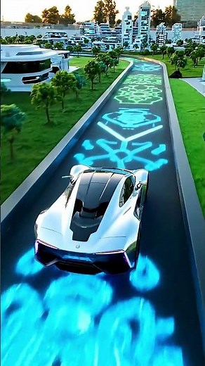 Future Drive: Chrome Supercar on a Dynamic Digital Highway! ✨