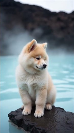 Fluffy Keeshond Puppy at Iceland’s Blue Lagoon 🇮🇸💧 | Calming Dog Short