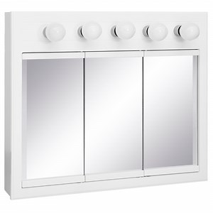 Design House Concord 36" Wall Mounted 5-Light Tri-View Bathroom Medicine Cabinet, White