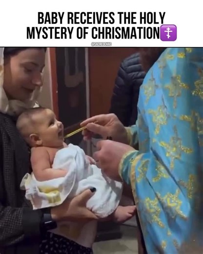 Sacredchad on Instagram: "Wholesome☦️ Baby receives the Holy Mystery of Chrismation: the newly baptized is anointed with holy oil, receiving the seal of the Holy Spirit and full entry into the life of the Church. #orthodox #christianity #church #wholesome #cute #baby"