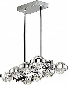 ET2 E30618-91PC Cosmo Bubble Glass Orb Linear LED Pendant Ceiling Lighting, 8-Light 36 Total Watts, 3" H x 12" W x 30" L, Polished Chrome
