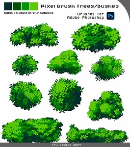Pixel Art Aesthetic - Trees & Shrub BRUSHES for Adobe Photoshop - Etsy