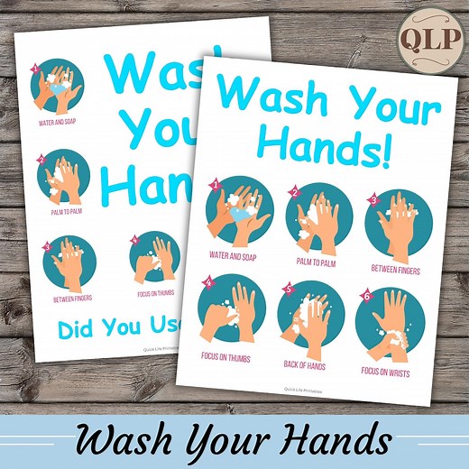Kids Hand Washing Chart: Visual Guide, Hygiene Poster (PDF Download 8.5x11in) - Etsy