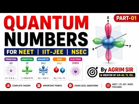 Quantum Numbers Part-01 | NEET | IIT-JEE | NSEC | By Agrim Sir