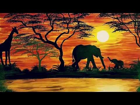 Watercolor African Safari Painting