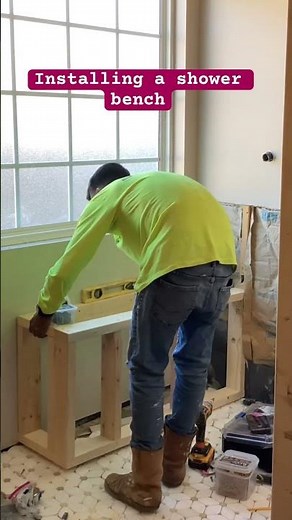 Installing a shower bench #diy #woodworking #home #wood