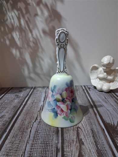 Vintage Porcelain Bell With Gold Trim, Floral Design, Raised Handle, Marked S‑51, 6" Tall - Etsy
