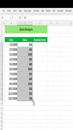 Excel Quick Analysis Hack: Add Running Totals in Seconds