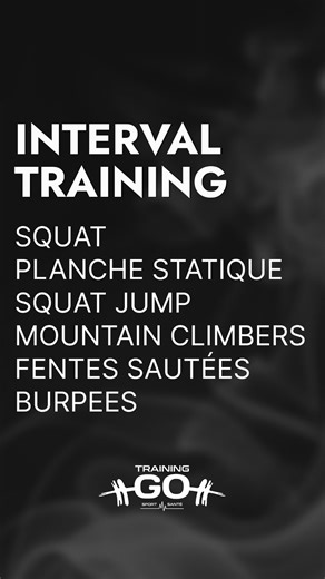 🔥 INTERVAL TRAINING 🔥 Simple. Rapide. Efficace. 💥 Séance poids du corps, à faire partout! ⏱ 30s d’effort INTENSITÉ MAX ⏸ 10s de récup 🔁 3 tours pour tout donner Ça pique, ça brûle, mais ça fait du bien ! 🔥 À vous de jouer! 💪 | Training Go Sport Santé