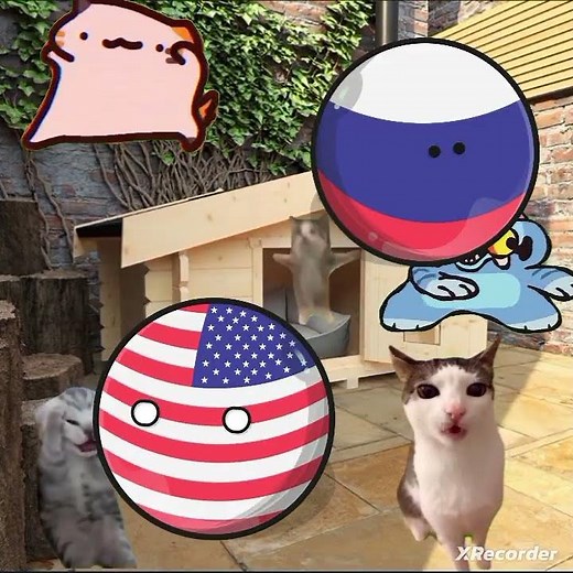 Teletubbies windmill but is cat meme and country ball stickers