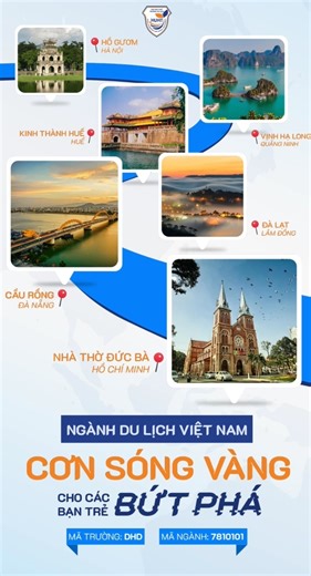 🌏 NGÀNH DU LỊCH VIỆT NAM – CƠN SÓNG VÀNG CHO CÁC BẠN TRẺ BỨT PHÁ 🌏 Việt Nam – dải đất hình chữ S xinh đẹp – đang vươn mình mạnh mẽ trên bản đồ du lịch quốc tế. Lượng khách nước ngoài ngày càng đông, hạ tầng ngày càng hiện đại, cùng sự hậu thuẫn từ những chính sách hỗ trợ thiết thực, ngành du lịch thực sự đang mở ra vô vàn cơ hội cho thế hệ trẻ – những người dám ước mơ, dám làm và dám chinh phục. 🌟 Vì sao ngành du lịch là bệ phóng tuyệt vời cho sự nghiệp của bạn? ✨ Cơn khát nhân lực chất lượng