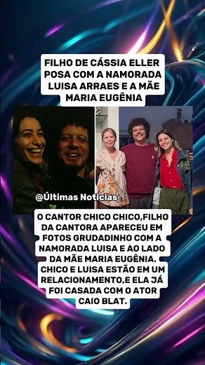 Filho de Cássia Eller posa com a namorada Luisa Arraes e a mãe Maria Eugênia