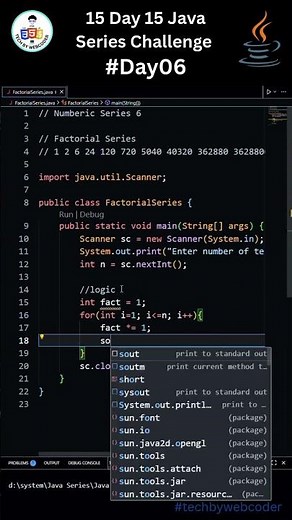 Day 6: Easy Factorial Series in Java | 15 Days of Code