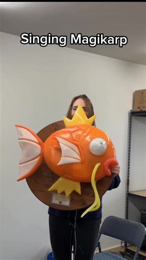 Kiara on Instagram: "What song is Magikarp singing?? 🤔 file used for the mold by @yosh__studios #magikarp #animatronic #pokemon #3dprinting #engineering"